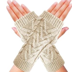 New Beige Arm Warmers Fingerless Gloves